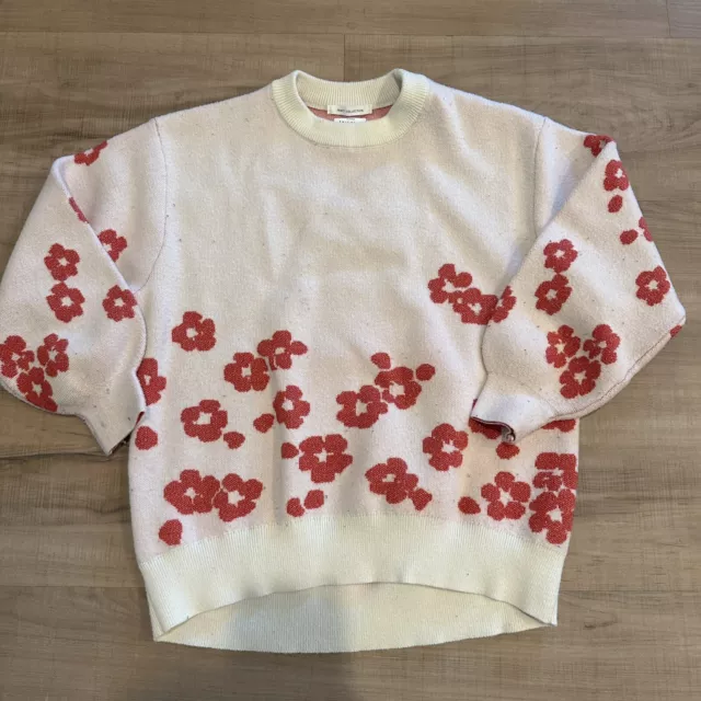 Zara Girls Knitwear Fancy Collection Cherry Blossom Crewneck Sweater Size 9 year