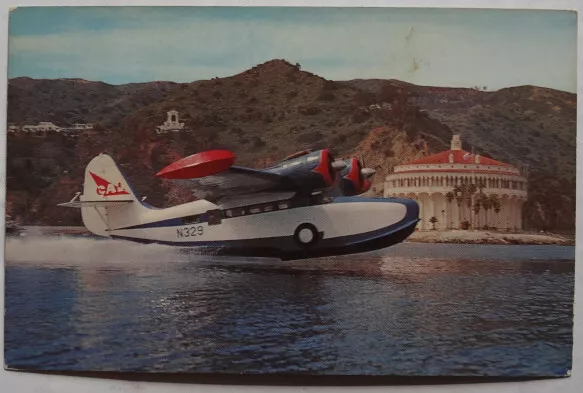 Vintage Postcard Air Lines Amphibian Avalon Catalina Island