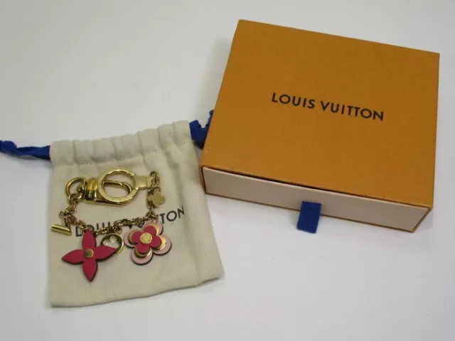 Louis Vuitton Keychain Bijoux Sack Chenne Blooming Flower M67288 Ladies Bag  Charm Gold Pink Louis