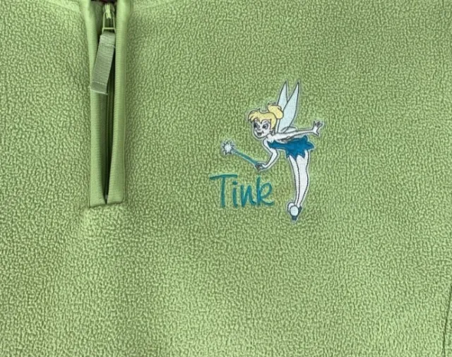 Disney Tinkerbell Women's Small - Lime Green /Aqua 1/4 Zip Pullover Fleece
