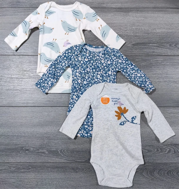 Carters Bodysuits 3 Months Baby Girl 3-Pack One Piece Creepers Just One You Bird