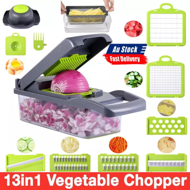 13 IN 1 Food Slicer Fruit Cutter Dicer Nicer Container Chopper Peeler Vegetable 2