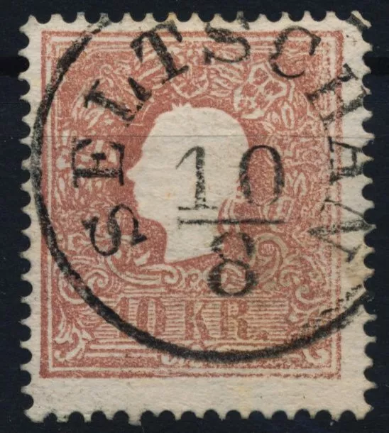 ÖSTERREICH 1858 10kr, Type II. SELTSCHAN (B) Mü:25P! Schön!