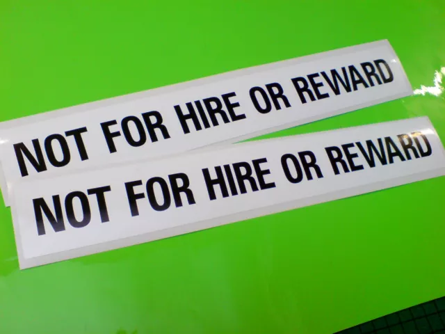 NOT FOR HIRE OR REWARD Horse Box Race Transporter Stickers Decals 2 off 300mm