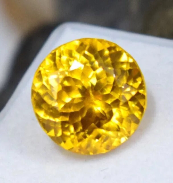 Piedra preciosa suelta tratada zafiro amarillo natural de forma redonda de...