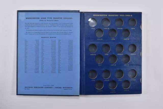 Used Whitman 1932-1961 Washington Quarters Empty Coin Album Book - *521