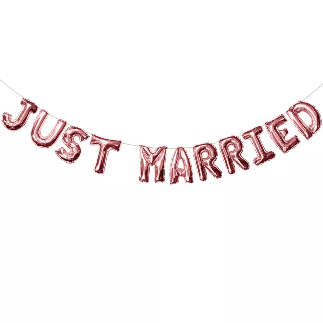 Just Married Folien Luftballon Girlande Banner für Hochzeit Feier Deko Roségold