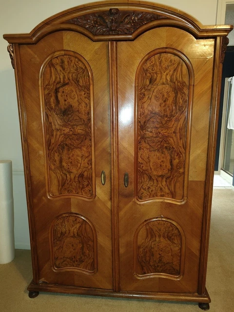 armoire antique vintage wardrobe From England 1880's Ornate carved design 