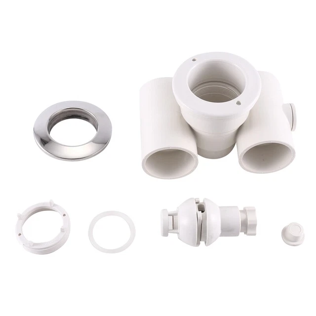 1 PIEZA 1,5--Boquilla Piscina Rayo Masaje Plástico Blanco + Acero Inoxidable T3U5