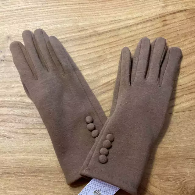 Gants brun chaud doublé pour femme avec index et pouces tactiles - TU