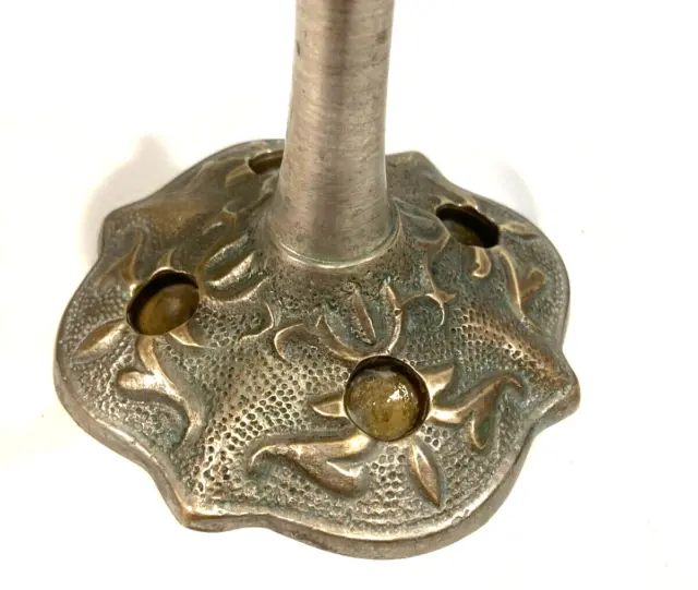 Antique Nickel Plated Solid Brass pedestal stand Hotel Toothbrush Holder mark VE 2