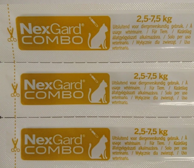 Nex Gard Combo 3 Pipette Spot-On Protezione Per Gatti Animali Peso 2,5 - 7,5 Kg