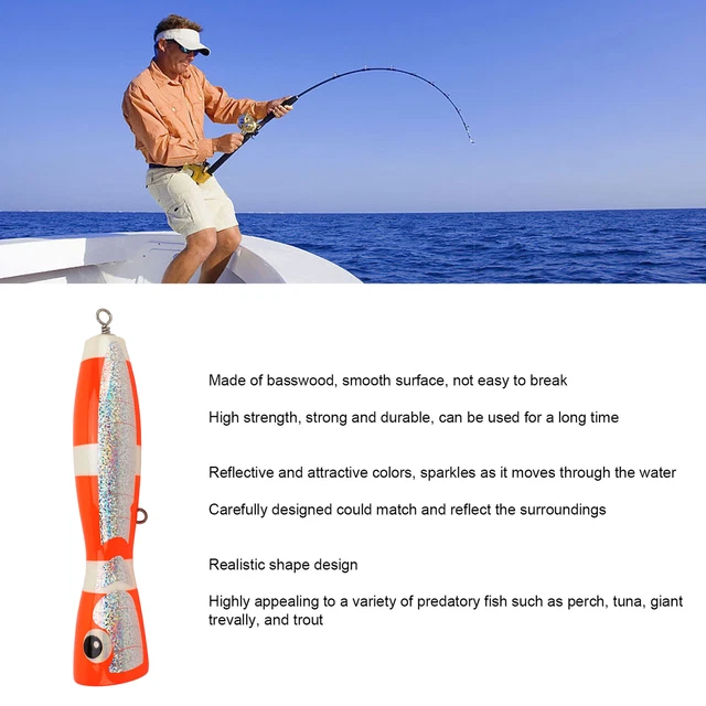 (Orange)Fishing Artificial Bait Topwater Lure Attractive Color Strong For Perch
