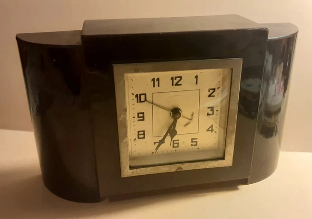 Orologio sveglia da tavolo deco` in bachelite tipo tartaruga- anni20/30funziona