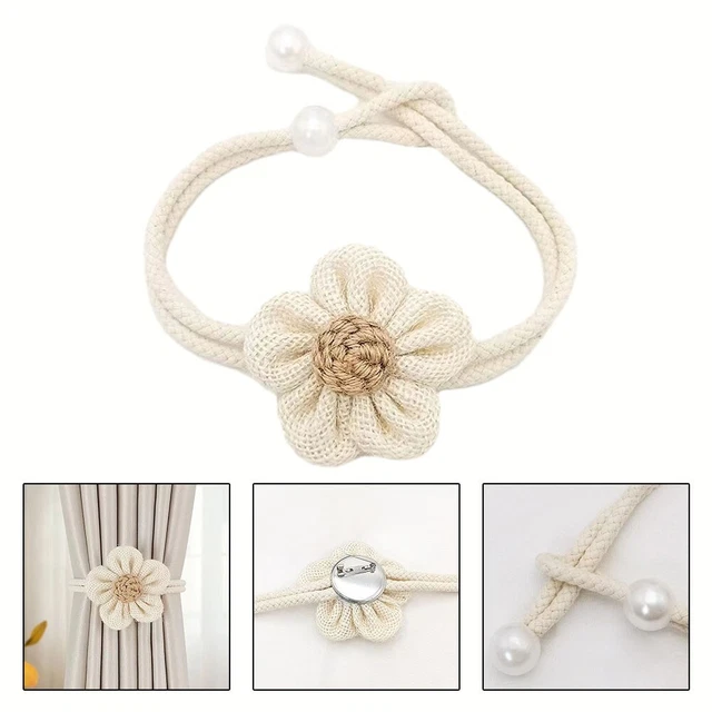 Élégante boucle rideau avec embellissements fleur perles pour décor tendance