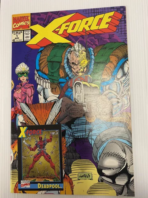 X-Force #1 with Deadpool Trading Card VFN (1991) Marvel Comics Liefeld