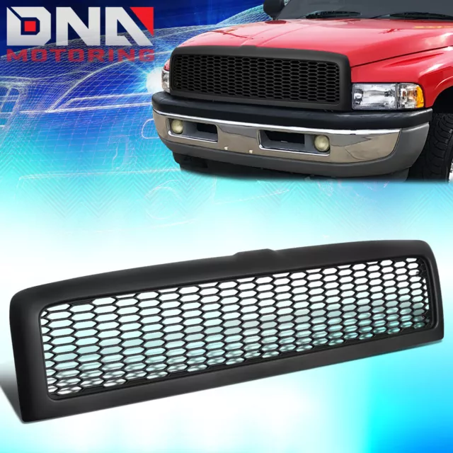 For 1994-2002 Dodge Ram 1500-3500 Matte Black Mesh Front Bumper Grille Grill