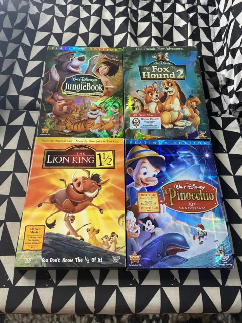 Disney Dvd Lot 4: Pinocchio Lion King 1 1/2 Fox And The Hound 2 Jungle Book