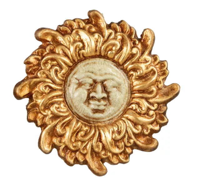 Máscara Veneciana Sol Y Luna - Papel Mache Dorado - Decoración de Pared - 1135