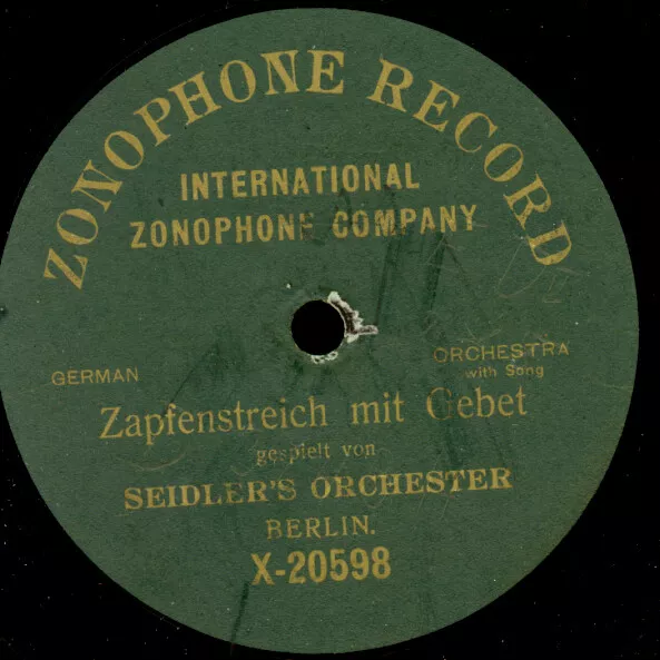 SEIDLER'S ORCHESTER Zapfenstreich mit Gebet  1905 Schellackplatte 78rpm  S6428