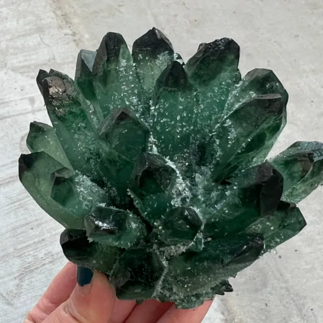 760g New Find green Phantom Quartz Crystal Cluster Mineral Specimen Healing314 8