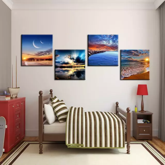 4 x affiches Unfamed Wall Art pour chambre à coucher salon images sur toile image