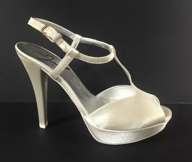 JOEL Scarpe donna sposa sandali in raso color avorio con tacco alto e plateau 2