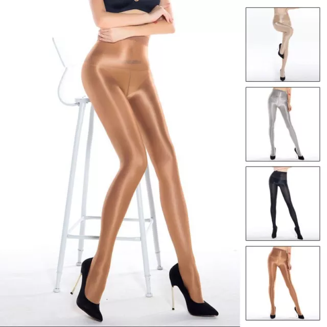 UK Womens Sexy High Gloss Oil Shine Glossy Pantyhose Stockings Club Tights (70D)