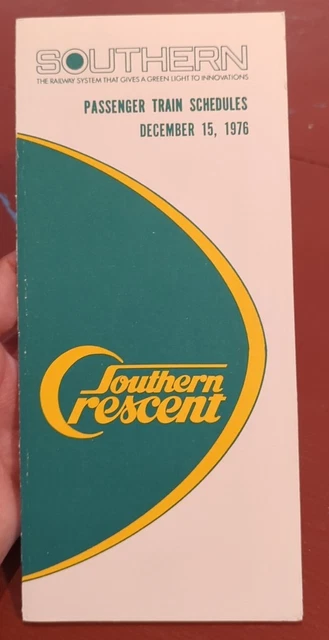 Vintage Original Southern Crescent Railroad Train Schedule 1976