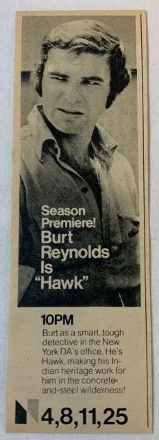 1976 TV NBC Ad ~ Hawk Stagione IN Anteprima ~ Burt Reynolds