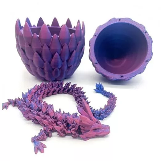 Dragon Egg - Surprise Egg Toy with Flexible Pearly Sheen Dragon, Large Purple