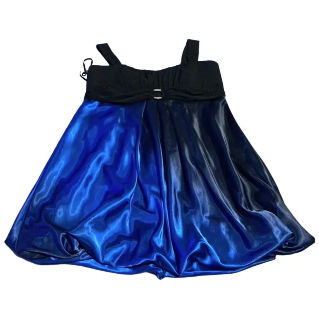 Betsy Adam Linda Bernell Dress 18W Black Blue Ombré Satin Bubble Hem Short Prom