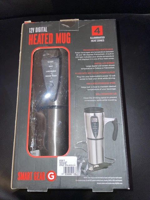 smart gear 12V digital heated mug New In Box   4 Heat Zones Gear Present