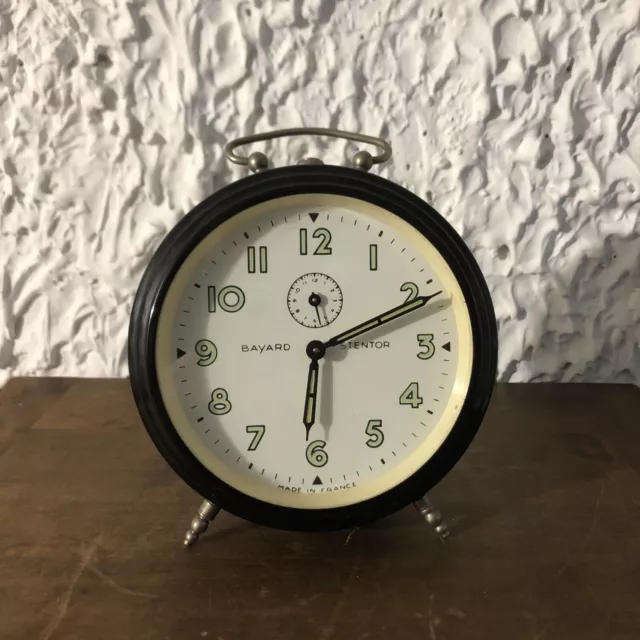 Pendule Horloge Reveil Bayard Stentor Metal  Clock Fonctionnel