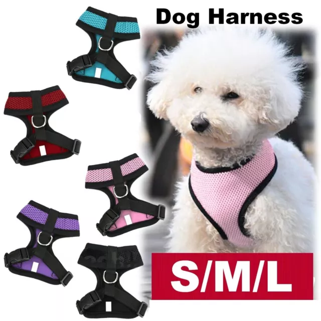 Reflective Dog Harness Leash Polyester Pet Soft Mesh Small Medium Large Puppy