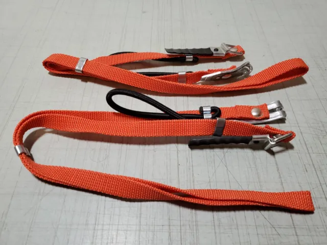 Pair of Vintage Snow Ski Binding Safety Straps Orange NEW