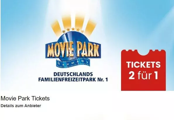 ✅ MOVIE PARK Gutschein Ticket 2 für 1 Freikarte Code 57,90€ auch in den Ferien