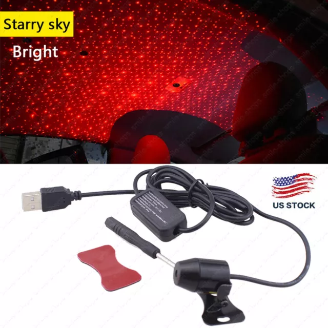 LED Car Atmosphere Starry Light USB Red Lamp Projector Christmas Decoration Usef