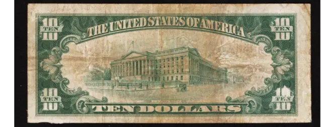 KEY NOTE  CHICAGO Fr. 2003-G $10 1928C Federal Reserve Notes. WOODS / MILLS V/F 2