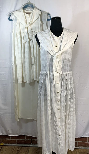 Vintage 90s Storybook Heirlooms Mother Daughter Ivory Sailor Dress Set Sz 8 & 4