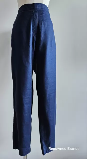 Trenery Country Road Blue  Linen Blnd Stretch Pull On Pants Size 12 Bnwt $139