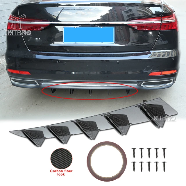 For Subaru WRX Impreza Rear Diffuser Bumper Fins Spoiler Lip Carbon Fiber Look