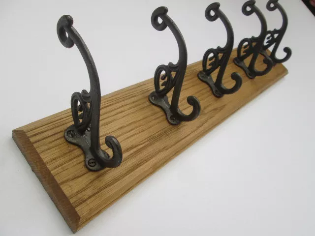 5 sizes SOLID ENGLISH OAK WOODEN COUNTRY HAT AND COAT HOOKS HANGER RAIL RACK 78