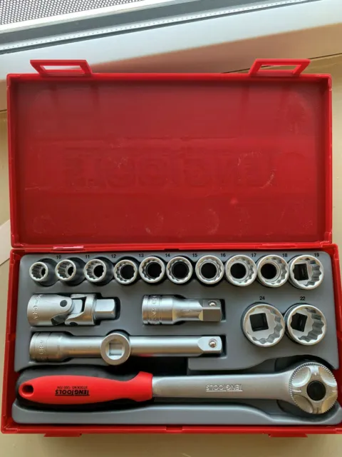 Teng Tools Double Cut 12 PT Bi-Hex 1/2 Drive Socket Ratchet Extension Tool Set