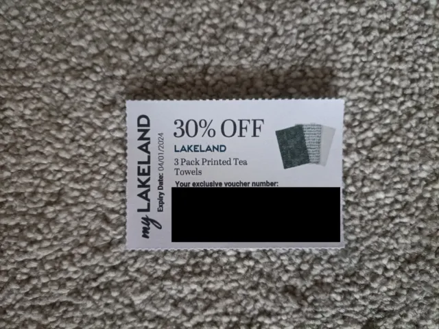 Lakeland Voucher 30% off 3 pack printed tea towels online in-store