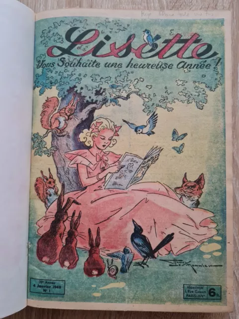 BD LISETTE Reliure Recueil éditeur 1948 (N°1 au 52) EO 1948 Henri Monnier... TBE