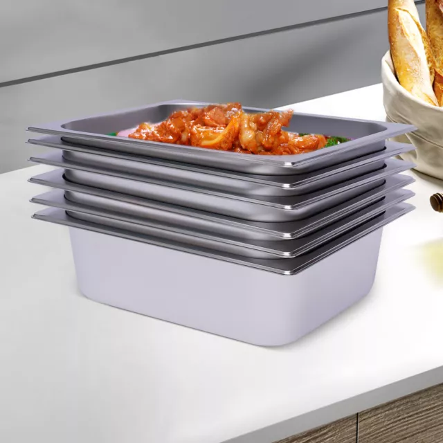 6 Pack Hotel Pan Steam Table Pan Half Size 4-Inch Deep Steam Pan Stainless Steel