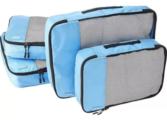 Amazon Basics Packing Travel Organizer Cubes 4 Piece Set (2 Med & 2 Large)~Red~