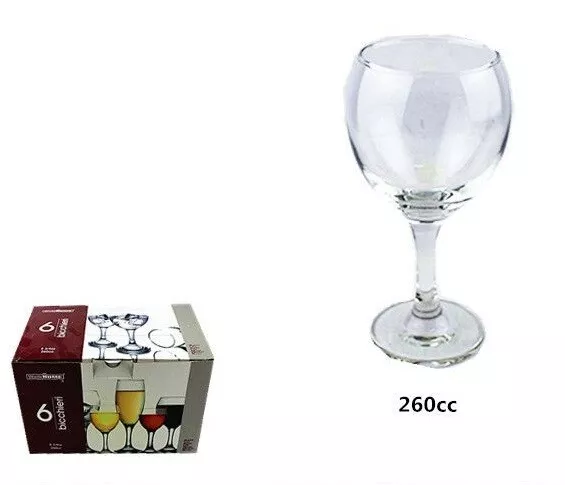 Set Servizio 6 Pezzi Bicchieri Calici Misket Vetro 260cc Bevande Vino dfh