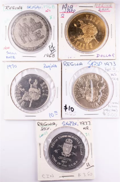 $1 & 50c 1968-70, 73 & 77 Regina Saskatchewan Canadian Municipal Tokens x5